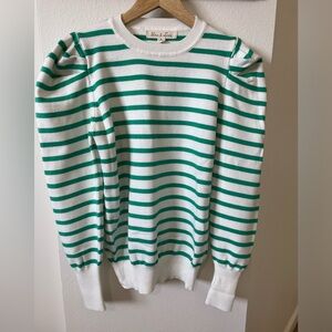 Chartreuse Boutique Stripe Puff Sleeve top sz small. Brand: Vine & Love